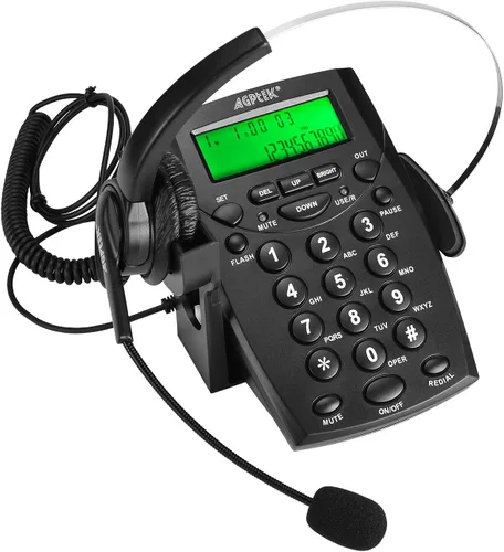 Miniatura 3 de AGPtEk – teléfono intercomunicador centro de llamadas con auricular., Negro