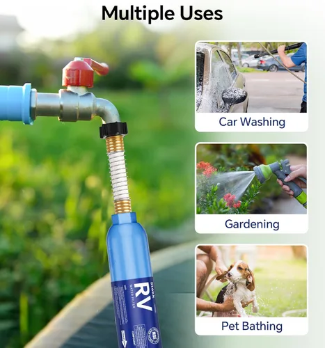 Miniatura 6 de Stokk - Filtro de agua para RV con protector de manguera flexible, certificado NSF, filtro de manguera de agua en línea para jardín, autocaravana