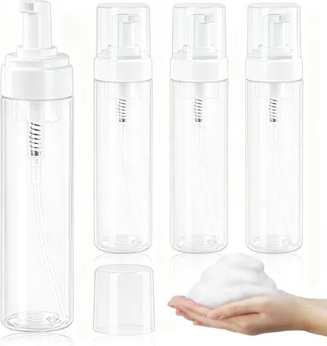 Botella con bomba de espuma de 8.5 onzas líquidas, bomba de botella de espuma vacía transparente, botellas de espuma de viaje para jabón, champú,