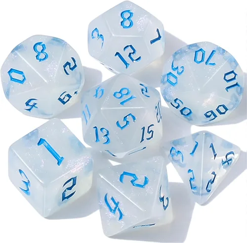 Miniatura 20 de CiaraQ DND - Juego de dados poliédricos con bolsa de dados para juegos de rol de Calabozos y Dragones RPG MTG (fuente negra y blanca)