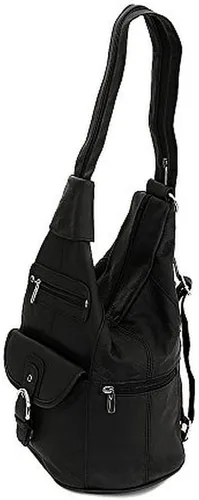 Miniatura 5 de Mochila convertible de cuero para mujer, 7 bolsillos, tamaño mediano, bolsa de hombro