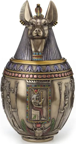 Tarro canopic de urna conmemorativa de perro Anubis egipcio raro