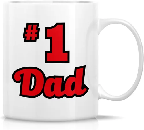 Retreez - Taza divertida con texto en inglés "No. 1 Dad", 325 ml, tazas de cerámica, mensajes divertidos, sarcásticos, motivacionales, regalos de