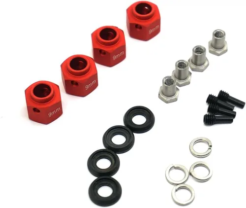 Miniatura 5 de MOHERO Bujes de rueda hexagonales de aleación de aluminio de 0.354 in de grosor y 0.472 in para Trx4 1/10 RC modelo Crawler (rojo, 0.354 in)