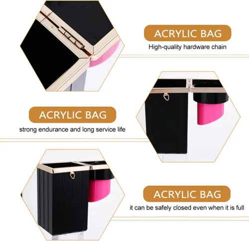Miniatura 4 de VALICLUD Bolso de mano de mano con forma de lápiz labial elegante de acrílico para mujer