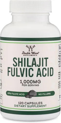 Shilajit puro del Himalaya en cápsulas (20% de suplemento de ácido fúlvico) 1,000mg de extracto auténtico de Shilajit por porción, 120 unidades