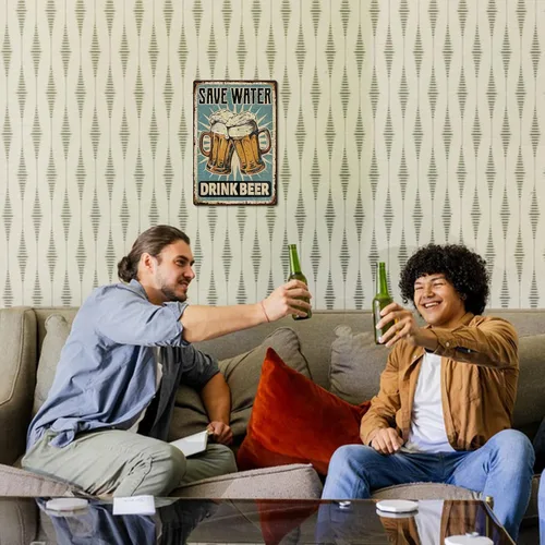 Miniatura 7 de SUPERDANT Letreros de lata de cerveza, divertido letrero de metal, póster de ahorro de agua, bebida, cerveza, garaje, placa de arte de pared