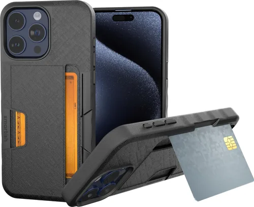 Miniatura 64 de Smartish Funda tipo cartera para iPhone 13 Pro – Wallet Slayer Vol. 2 [delgada + protectora] tarjetero con función atril - Black Tie Affair