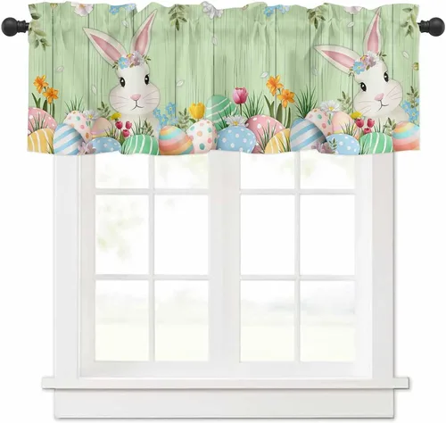 Miniatura 13 de Cortina de cenefas de lavanda púrpura pastoral para cocina, cafetería, cenefa floral de primavera de 42 x 12 pulgadas, bolsillo para barra, cortinas