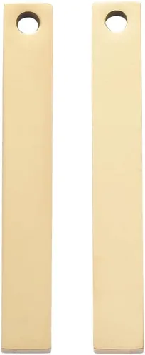 Miniatura 2 de LiQunSweet 5 piezas de acero inoxidable dorado de 1.378 in, barra vertical grabada larga, etiquetas de estampado en blanco, colgantes de tubo