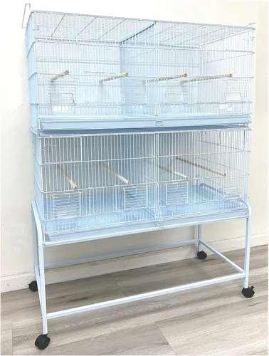 Miniatura 12 de Gran lote de jaula de vuelo para pájaros, sin óxido, galvanizada, chapada en zinc, apilable, con divisor central removible y puertas para nido