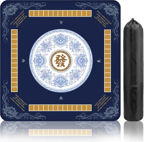 Miniatura 11 de Tapete de Mahjong rojo para mesa, tapete de mesa Mahjong de 31 x 31 pulgadas, antideslizante, reducción de ruido, con bolsa de transporte, cubierta