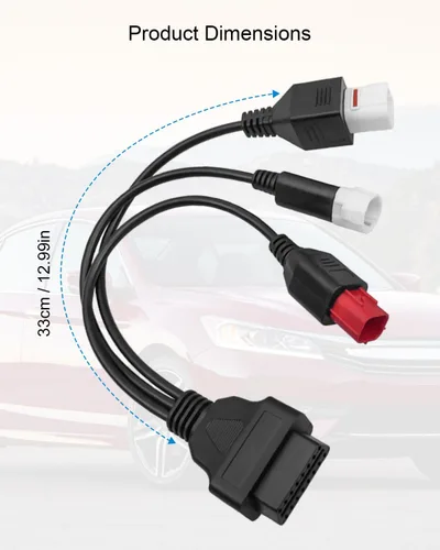 Miniatura 3 de Adaptador de diagnóstico OBD2 3 en 1 compatible con Yamaha Euro5 motocicleta Honda CRF KTM Moto Guz-zi Piag-gio Vespa, cable adaptador OBD2, cable