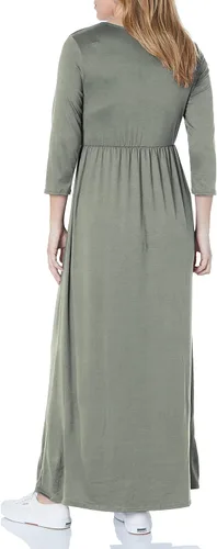 Miniatura 2 de Mother Bee Maternity - Vestido de maternidad, con cuello en V y manga 34, drapeado en la cintura