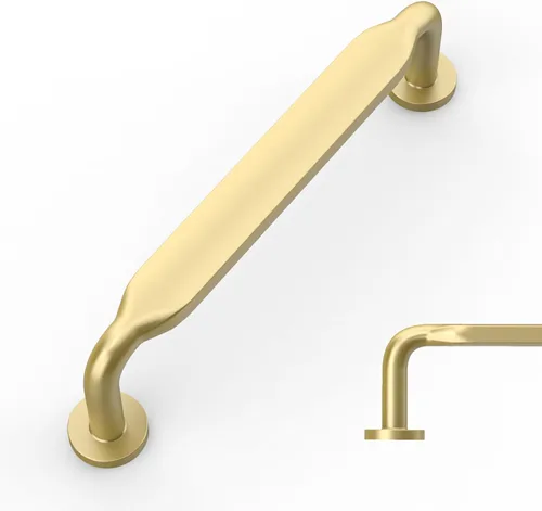 Amerdeco Paquete de 10 Tiradores de Gabinete Dorado Cepillado 3 Pulgadas (76mm) Centros de Agujeros Manijas de Gabinete de Cocina Aleación de Zinc