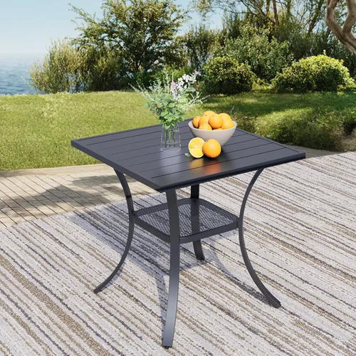 Miniatura 11 de 60" Round Outdoor Patio Table for 8, Metal Black Dining Table with Adjustable Umbrella Hole, Garden, Backyard & Deck Bistro Table