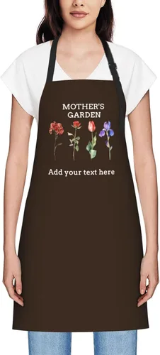 Miniatura 78 de Delantales personalizados para mujer, diseño de delantal de chef ajustable con nombre, textos, fotos, flores, regalos para el día de la madre