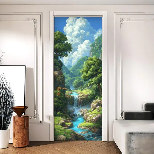 Miniatura 29 de Enchanted Secret - Mural para puerta de jardín, despegar y pegar, cubiertas decorativas de puerta de arco floral talladas vintage, adhesivo