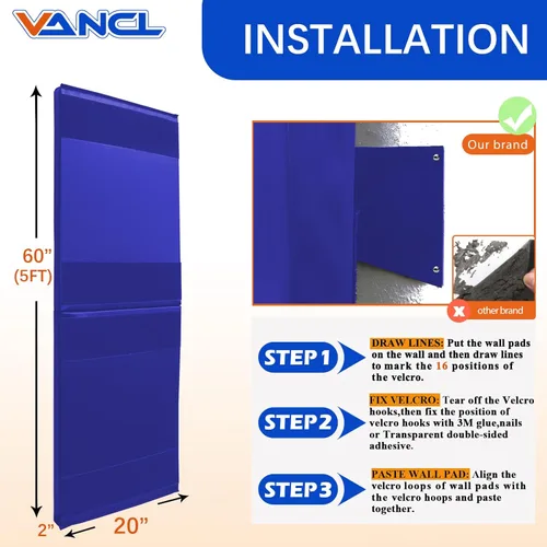 Miniatura 2 de Acolchado de pared para gimnasio, almohadilla de pared para niños, acolchado de pared de 2" de espesor, acolchado de pared para protección de 4