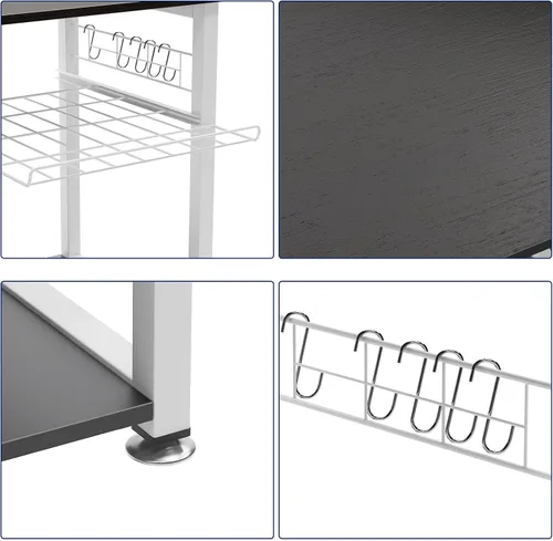 Miniatura 8 de sogesfurniture Estante de cocina de 3 niveles para panadero, soporte para microondas con almacenamiento y cajón, estante para estación de trabajo