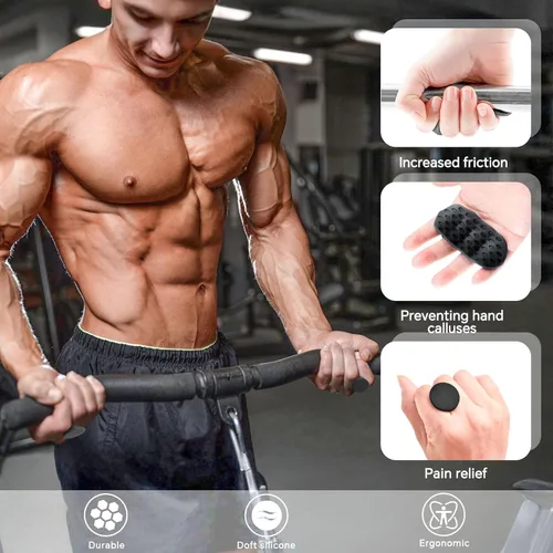 Miniatura 6 de Guantes de gimnasio antideslizantes sin dedos, agarres de goma para levantamiento de pesas para hombres y mujeres, agarres de protección de palma