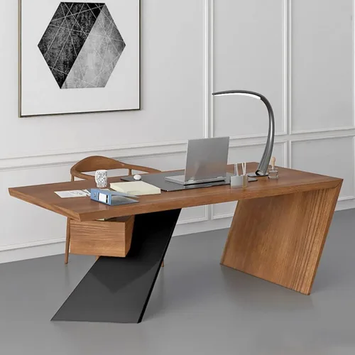 Miniatura 2 de Escritorio moderno y simple de madera maciza para computadora de oficina, mesa de estudio con cajones, fácil de instalar