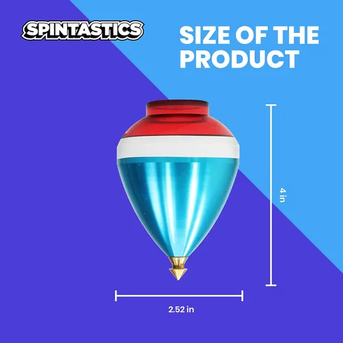 Miniatura 5 de Spintastics Quicksilver Hybrid Spin Top - Punta fija (azul y rojo)