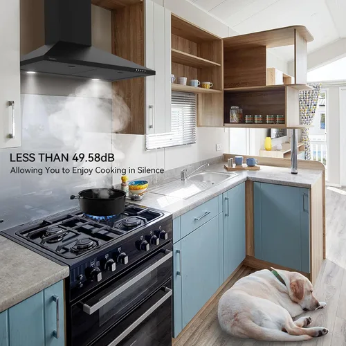 Miniatura 7 de Hermitlux Campana extractora de montaje en pared de 30 pulgadas, campana de ventilación para cocina con filtro de carbón, convertible sin