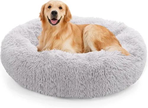 Miniatura 21 de NOYAL Cama Calmante en Forma de Rosquilla para Perros Pequeños a Medianos y Gatos - Cama para Mascotas de Felpa de Piel Sintética Anti-Ansiedad