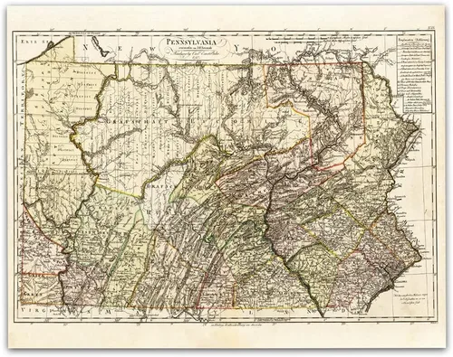 1797 Pennsylvania Map - Impresión artística sin marco de 11 x 14 - Decoración de pared perfecta en esta reproducción restaurada altamente detallada