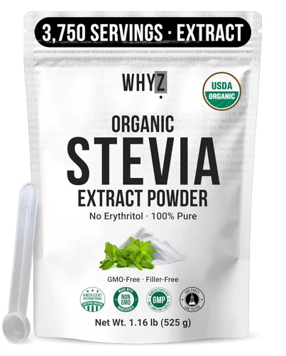 Miniatura 8 de Polvo de stevia orgánico, 8.01 oz, edulcorante puro de stevia sin calorías para bebidas, polvo para hornear y bebidas, sin regusto, sin OMG