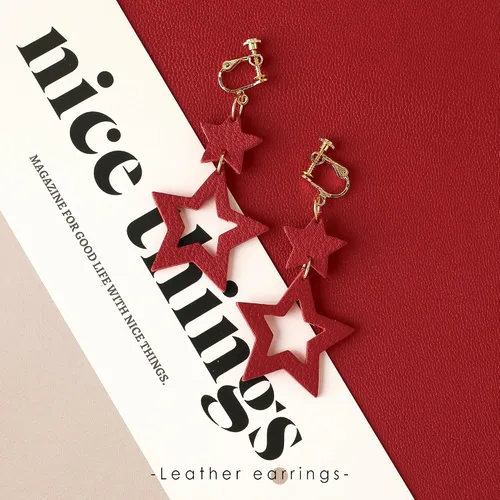 Miniatura 6 de Aretes de clip para mujer, aretes colgantes de cuero con clip para mujer, aretes sin perforaciones