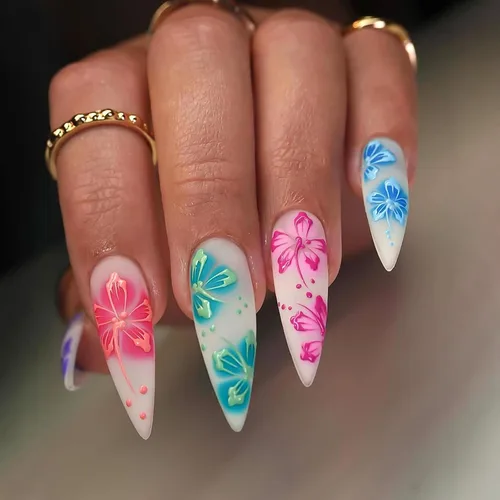 Miniatura 9 de Uñas postizas largas a presión con forma de almendra, uñas postizas acrílicas de color sólido con diseño de espejo de lujo, uñas artificiales