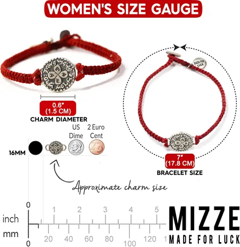 Miniatura 5 de Red Macrame Love Bracelet with Sterling Silver Love Coin Charm Amulet - Sturdy & Elegant gift for Mom, Romantic Gift for Girlfriend or Lover