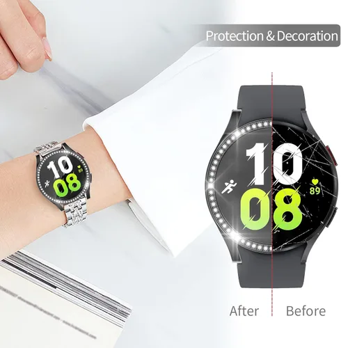 Miniatura 3 de RICHONE Compatible con Samsung Galaxy Watch 5 y Watch 4 y FE 40 mm Protector de pantalla Estuches de strass, Accesorios de cubiertas protectoras