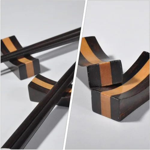 Miniatura 2 de 4 soportes creativos de madera para palillos – Elegantes reposa utensilios multifuncionales para decoración de mesa de comedor y almacenamiento