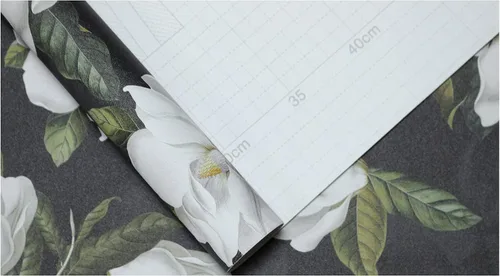 Miniatura 8 de HAOKHOME Papel tapiz floral para despegar y pegar, papel de pared de magnolia extraíble, color negro/blanco/verde, papel de contacto autoadhesivo