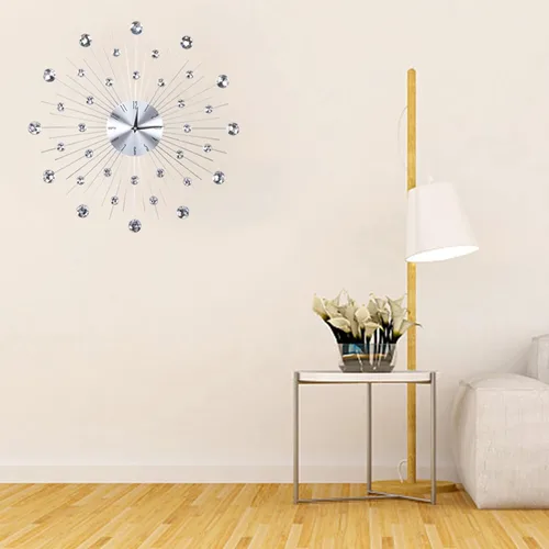 Miniatura 2 de Keenso Reloj de pared plateado metálico brillante, 20.1 x 20.1 x 2.0 in, resistente a la decoloración, requiere 1 batería AA, fácil de leer, buena