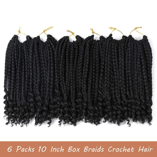 Miniatura 3 de Paquete de 6 trenzas de ganchillo con extremos rizados, trenzas de ganchillo de 10 pulgadas, trenzas bohemias de ganchillo para mujeres negras