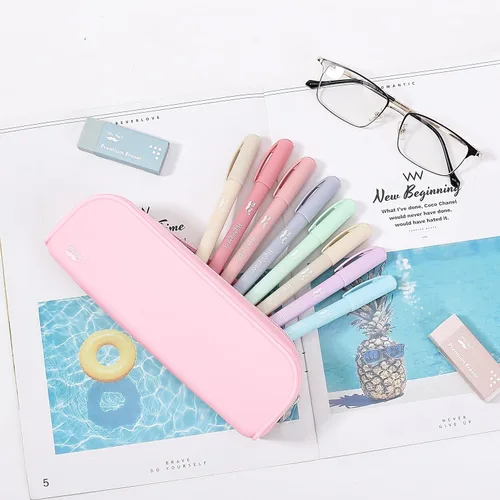 Miniatura 7 de Mr. Pen - Estuche de silicona para lápices, estuche rosa claro, estuche pequeño, estuche para lápices estético