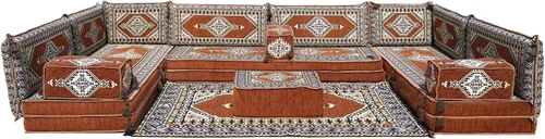 Miniatura 37 de arabicsofa Cojines de piso árabe en forma de U – Sofá tradicional Majlis con sofá otomano