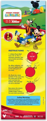 Miniatura 6 de JA-RU Disney Micky (2 globos de punzón) Juguete inflable para aliviar el estrés y aliviar el estrés para niños. Mickey-7807-1