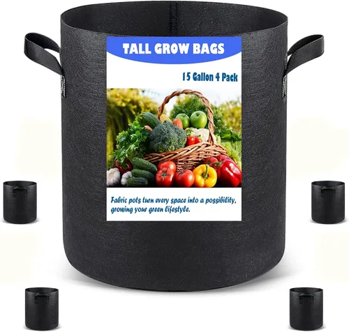 Miniatura 15 de Paquete de 5 bolsas de cultivo de 3 galones, macetas de cultivo de plantas de tela no tejida de alta resistencia para verduras