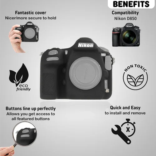 Miniatura 3 de Funda de cámara para Nikon D850 - Funda protectora de silicona para DSLR, jaula desmontable, a prueba de golpes, a prueba de polvo (negro)