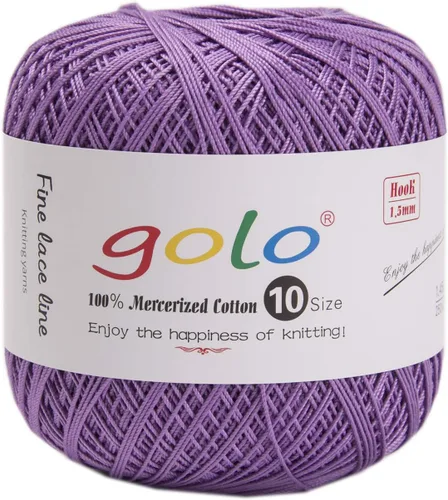 Miniatura 109 de Golo - Bolas de hilo para crochet de algodón tamaño 10, color algodón para crochet D-Fresa D078-fresa