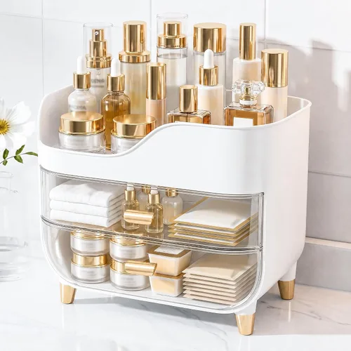 Miniatura 10 de Organizador de maquillaje para tocador con cajones grandes y suaves, organizador de cuidado de la piel extra grande para encimera de baño y tocador