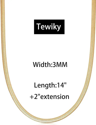 Miniatura 5 de Tewiky Collar de espiga para mujer delicado collar de cadena de serpiente de oro de 14 quilates collar de cadena de serpiente de oro en capas doble