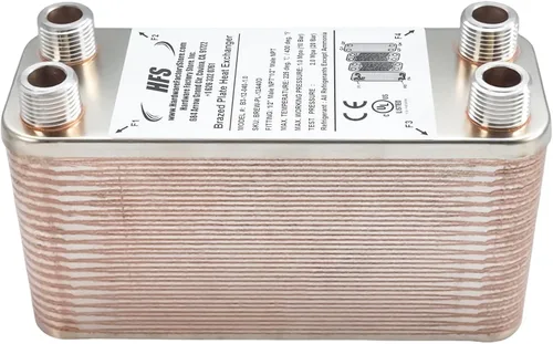 Miniatura 5 de HFS (R) 40 placas de acero inoxidable 304 Homebrew Beer Wort Chiller intercambiador de calor, 7.5 "x 2.9", 1/2" x 1/2" macho NPT, sistema