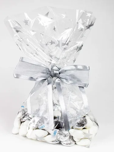 Miniatura 5 de Saybrook Products Bastones de caramelo de celofán de Navidad con lazo de organza con lazo de organza Twist-Tie Juego de 10 bolsas reforzadas de 11 x