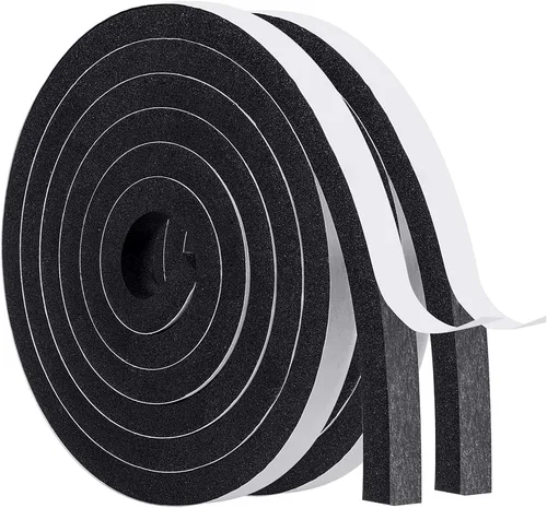 Miniatura 20 de MAGZO Burlete para puerta, 1 pulgada de ancho x 1/16 pulgadas de grosor, cinta adhesiva de espuma insonorizada para ventanas, 1 rollo total de 33